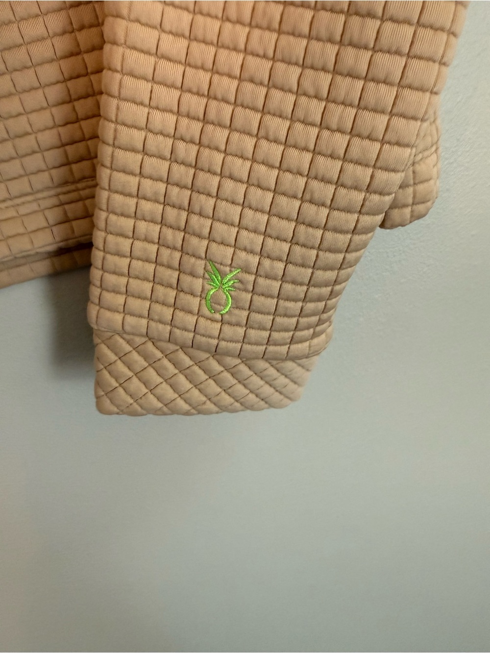 Dudley Stephens Sabrina Puff Sleeve Waffle Half Zip Pullover Hazelnut S - Picture 9 of 11